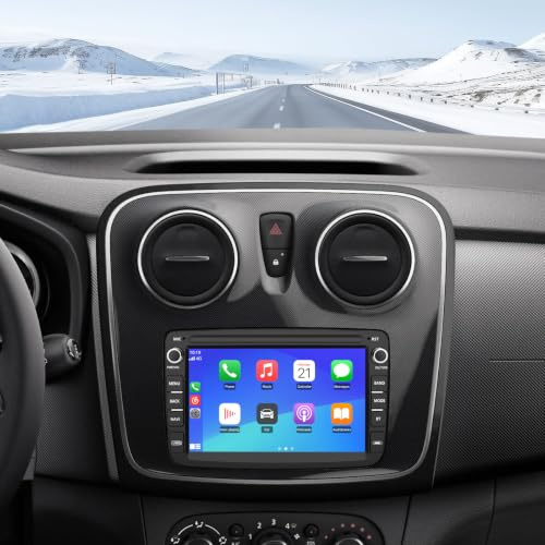 AWESAFE Autoradio Android pour Renault Dacia Duster Sandero Captur Lodgy Symbol Logan Dokker, 7 Écran Tactile [2Go+64Go], CarPlay & Android Auto, GPS, Bluetooth, Commande au Volant, Aide au Parking