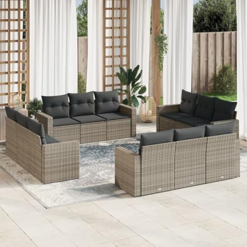 QZZCED Conjunto de Sofás de Jardín Modular con Cojines Lavables, Muebles de Exterior de Ratán PE y Almacenamiento Impermeable para Terraza o Patio