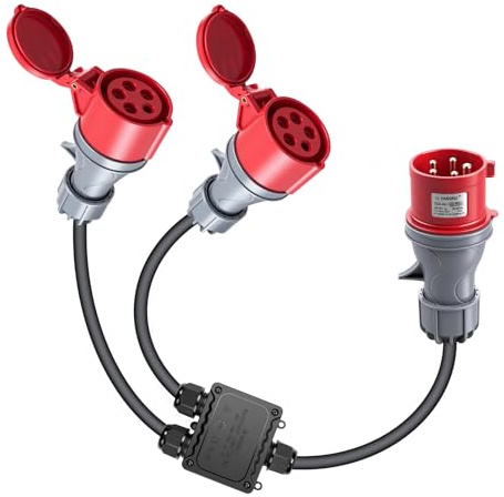 Adaptateur CEE 32A vers 16A ×2, 5 Broches Adaptateur Prise Camping Car Longueur Totale 1,5m 2,5mm² Protection IP44, 220-380V 16A Adaptateur CEE pour Camping Car, Caravane, Chantier et Extérieur