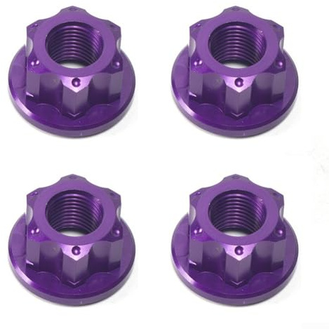 Hub Nuts M10, 4 Pack Track Wheel Axle Screws, Fixie Rear Hub Bolts for Road Bike Fixed Gear Cycling(purple)