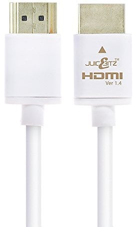 JuicEBitz 4K White HDMI Cable 4M, High Speed 1.4 Lead With Ethernet, Compatible With Xbox, Playstation, Freeview, Sky + More, Slim Long
