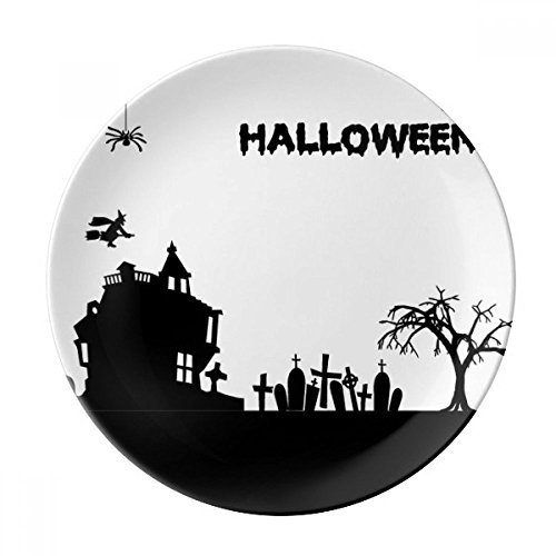 Trees Happy Ghost Fear Assiette à dessert en porcelaine décorative Halloween 20,3 cm