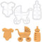 lot de 3 emporte-pièces sur le thème du bébé (motifs: biberon, vêtements et landau), 3 pièces