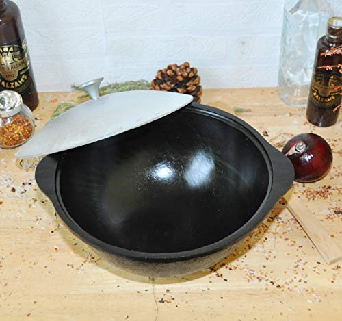 Calderone in ghisa uzbeco 100% Kazan con coperchio, 4,5 l