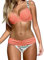 Ocean Plus Damen Gestreiftes Bikini-Set mit Brustpolster Bikinis Push Up mit Bügel Zweiteiliger Bademode (M (EU 36-38), Orange)