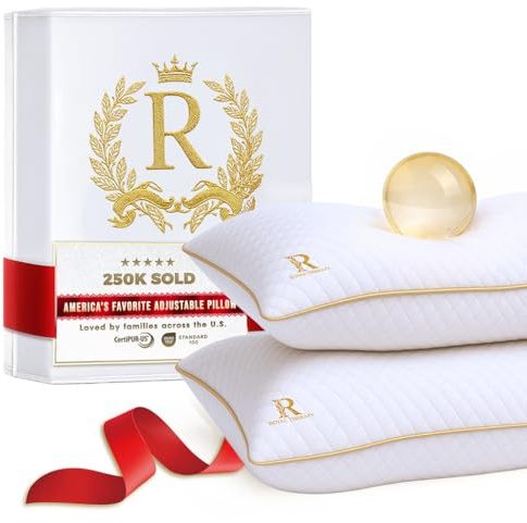 Royal Therapy King –Set von 2 Traditional Shredded Memory Foam nackenkissen–stützendes kopfkissen für alle Schlafpositionen-Bamboo-Bezug Kissen–CertiPUR-US & Oeko-TEX zertifiziertes nackenstützkissen