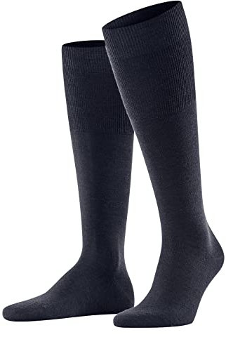 FALKE Men's Airport M Kh Wool Cotton Long Plain 1 Pair Knee-High Socks, Blue Space 6116, 11.5-12.5