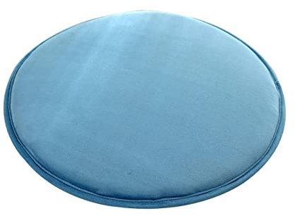 JLWM Sitzkissen Gedächtnisschaum Runden, Sitzauflage Kariert Gitter Karo Tartan Plaid Einfarbig Stuhlkissen Stoff Samt Nicht-Unterhose Gurt-Blau A-30cm