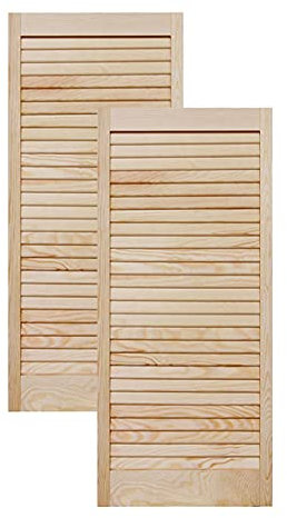 Lamellentür Holztür Natur 993 x 394 x 21 mm mit geschlossenen Lamellen für Regale, Schränke, Möbel | Kiefer Holz unbehandelt | Doppel-Paket 2-er Pack