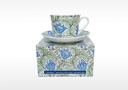 BONE CHINA BREAKFAST CUP/SAUCER WILLIAM MORRIS ANENOME GIFT BOXED POSTAGE FREE UK