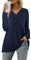 Florboom Women‘s Long Sleeve Tops V-Neck Tshirts Pleated Tunic Swing Blouses Royal Blue 12 14