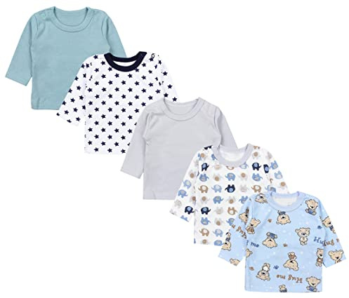 TupTam Baby Jungen Langarmshirt 5er Set, Farbe: Mehrfarbig 10, Größe: 98
