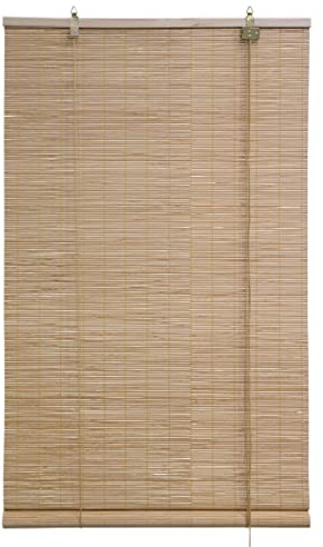 Estor Enrollable de Bambú Natural para Exterior e Interior 60x140cm | Persiana Alicantina para Ventana o Balcón 100x180 cm; Fácil Instalación; Aislamiento de Lamas de Madera para la Privacidad
