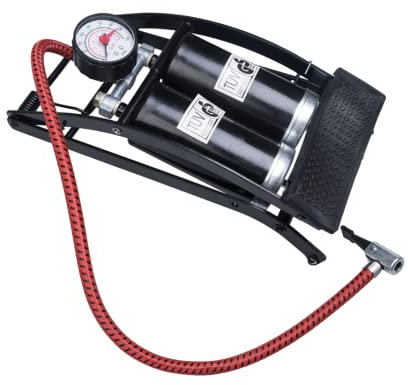 Foot Pump Double Barrel Air Pump Car, Bike and Schrader Tyres Twin Pistol 100psi