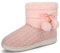 BUGUKI Chausson Montant Femme Chaud Peluche Fourrure Hiver Bottes Chaussons Bottines Pantoufles Maison Slipper Boot, Rose Taille 40 41