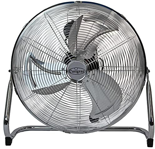Easigear High Velocity Metal Floor Fan, 20 inch, 3 Speed Settings, Adjustable Tilt, 110W