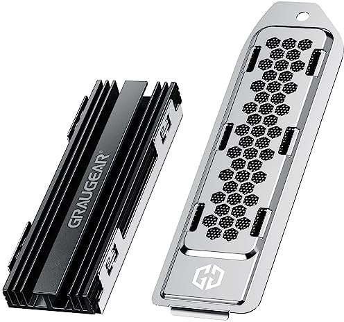 GRAUGEAR Kühlkörper für M.2 NVMe SSD (2280), Heatsink-Kühler Kit für Playstation5, PS5 Slim, 1x Wärmeableitende Abdeckung und 2x Wärmeleitpads