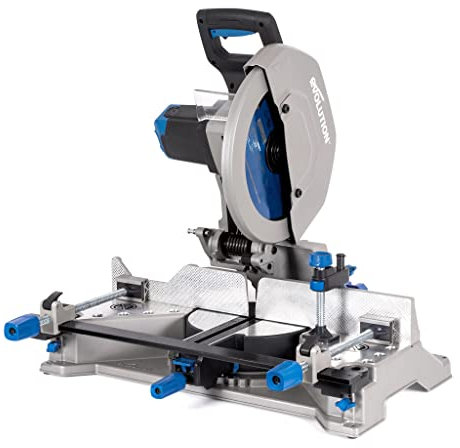 Evolution S355MCS 14 Mitering Chop Saw | Heavy Duty Metal Cutting Saw | 15A/1450 RPM | TCT Blade | Sliding Head & Locking Pin | Cast Iron Clamps | Mitering Base | Knurled Fence | Quick Clamp