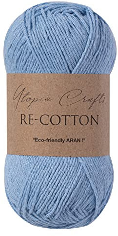 Utopia Crafts Re-Cotton Knitting Yarn, 100g (Faded Blue)