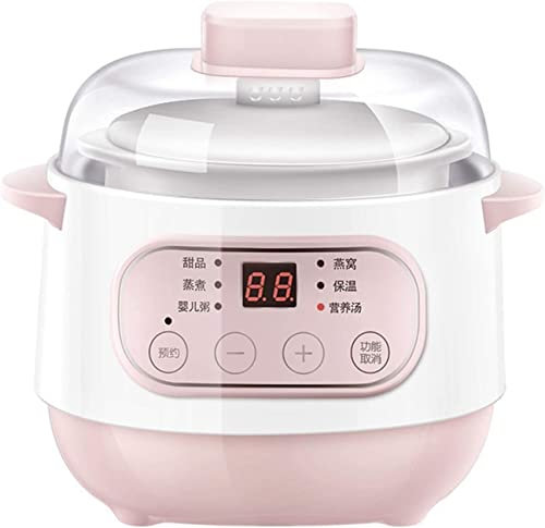 EdirFtra Household multi-function intelligent electric slow cooker ceramic boiling pot 200W intelligent reservation+timed electric cooker 1L household,A