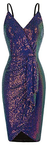 GRACE KARIN Damen Weihnachten V Ausschnitt Pailletten Trägerkleid Kleid CL1723-05_00S
