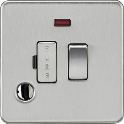Knightsbridge 13A Switched Fused Spur with Neon and Flex Outlet - Brushed Chrome