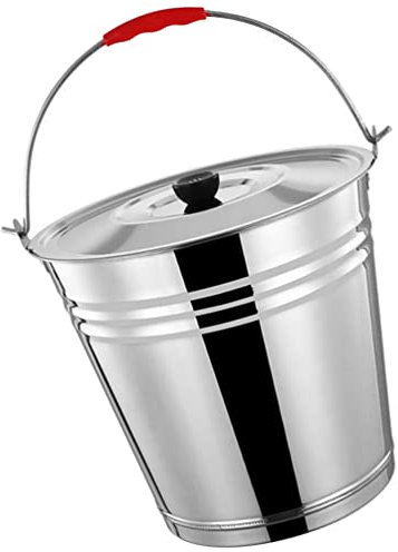 Operitacx Edelstahl Ascheeimer Mit Deckel Großer Kohlebehälter Für Grill Und Kamin Vielseitig Einsetzbarer Feuerbehälter Für Innen Und Außenbereich Hitzebeständig Und Leicht