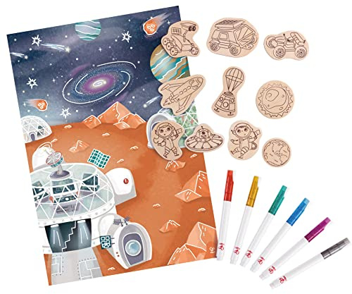 Hape Mal & Spielset Marsleben, Holzmagnete und Stifte