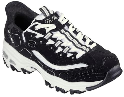 Skechers Sport Women's D'Lites New Classic Sneaker, Black/White, 8.5
