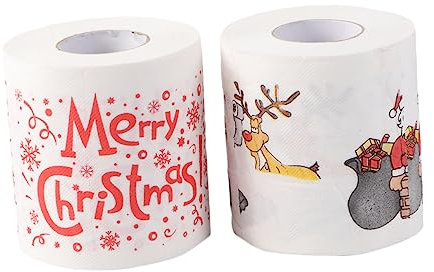 Mobestech Weihnachts-toilettenpapier Mit Weihnachtsgrüßen 2 Rollen Weich Dekorativ Für Veranstaltungen Zu Hause
