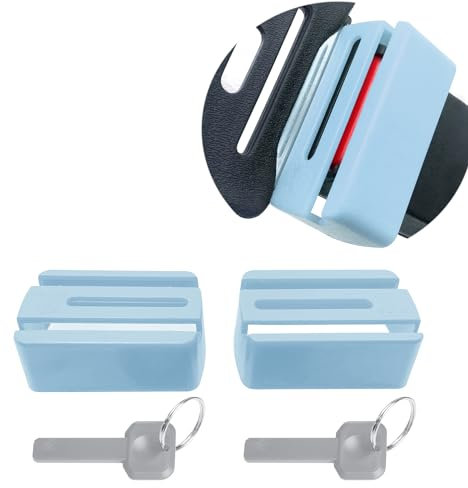 Gurtsicherung für Kindersitze – Verhindert unbeabsichtigtes Öffnen durch Kinder – 2 Stück (Blau)