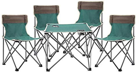 ArhaR Outdoor-Klapptisch und Stuhl – Outdoor-Picknicktisch, klappbarer Campingtisch mit 4 Stühlen