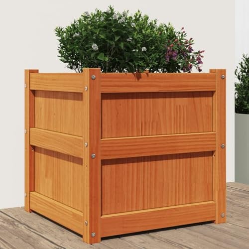 ShGaxin Fioriera Esterno Legno Massiccio Pino Marrone Cera 50x50x50 cm, Giardino Urbano Terrazza, Fioriere Esterne, Giardinaggio Fioriere, Tavolo Da Coltivo, Giardino In Casa - 837418