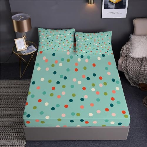 Generic 3D Tupfen Spannbettlaken 70x140cm, Bunte Punkte Weiches Mikrofaser Bettlaken für Kinder, Bettlaken Spannbetttuch 70x140 bis 30 cm Matratzenhöhe mit 2 kissenbezüge b1695