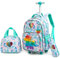 HTgroce Rollrucksack Schulranzen mit Rollen für Mädchen Rucksack mit Lunch Bag und Mäppchen Kinder School Bag Trolley