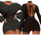 Strandkleid Damen Bikini Cover Up Transparent Lange Ärmel Rückenfrei Sommer Sexy Badeanzug Bedecken Bademode Boho Chic Hippie Style Strandmode Bikini Cover Up HS