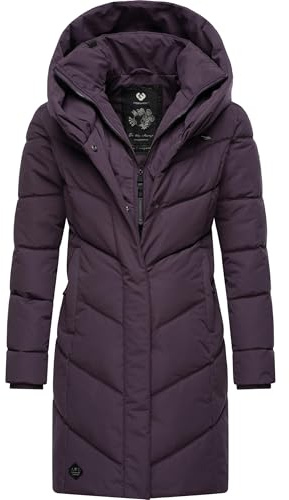 Ragwear Damen Wintermantel warmer Steppmantel lang wasserdicht mit Kapuze Natalka Intl Plum24 Gr. XXL