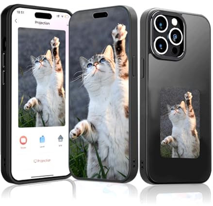 Reaqnik Ink Screen Handyhülle, Personalisierte Hülle für iPhone 13 Pro, Benutzerdefinierte Bilder auf dem E-Ink Handyhülle Anzeigen, AI Phone Case, NFC Case, TPU, Schwarz (Norm, iPhone 13 Pro)