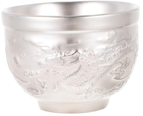 TOPBATHY 1 Pc tazza tazze cinesi tazze da te tea mug te cupper tazze di sake d'argento coppa di vino d'argento fu articoli da tè tradizionali servizio da tè d'epoca Argento dorato Silver