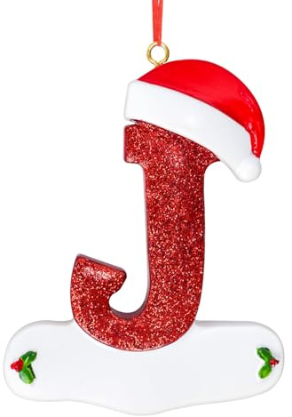 Christmas Tree Decorations, Xmas Personalized Alphabet Letter Pendant Ornament Decorations, Christmas Party Hanging Decor Xmas Gift (J)