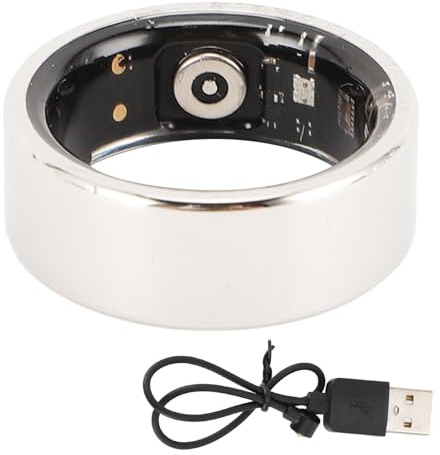Vikye Smart Ring Gesundheit Tracker, Schlaf Tracking tragbare Gesundheitsringe, Gesundheit Fitness Tracker Ringe für Frauen und Männer, mit Mehreren Sportmodi, Silber (10)