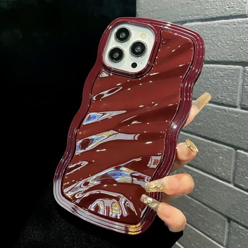 ZCDAYE Case for iPhone 15 Unique Water Ripple Texture Phone Case, Wavy Curly Frame Cute Shell Soft TPU Shockproof Flexible Cover for iPhone 15 (6.1 inches),Red