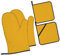 Lot de 4 maniques de cuisine jaune moutarde comprenant 2 maniques et 2 maniques pour micro-ondes, résistantes à la chaleur, antidérapantes, faciles à nettoyer