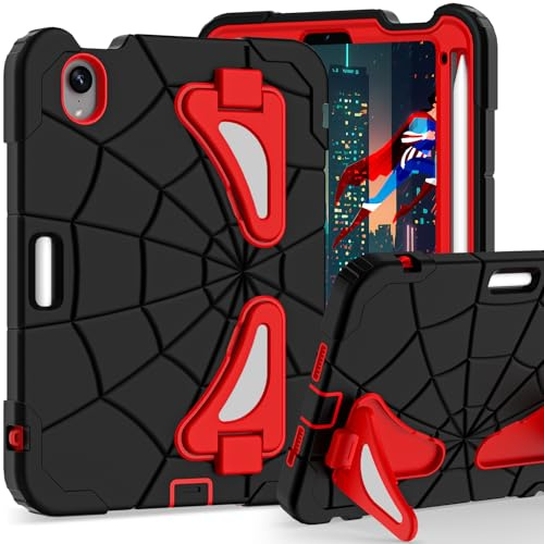 Funda infantil para iPad Mini 7 A17 Pro 2024/Mini 6 de 8.3 pulgadas, funda Spider para iPad Mini 7ª 6ª generación, a prueba de golpes, duradera funda protectora completa con soporte para lápices,