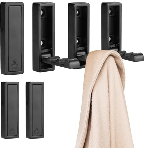 Patioer Folding Hooks 6 Pack Foldable Coat Hook Heavy Duty Wall Hooks for Hanging Coats, Towel, Hat, Backpacks (Black)