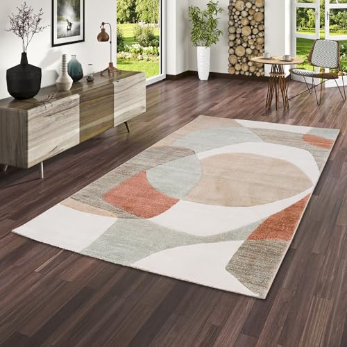 Pergamon Designer Teppich Maui Beige Grün Modern - Moderner Teppich mit Konturenschnitt und trendigem Muster - Perfekt für Wohnzimmer, Esszimmer