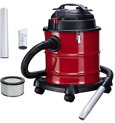 Arebos Aspirateur de cendres de cheminée 1200 W | 20 l avec 4 roulettes avec filtre HEPA avec fonction d'aspiration et de soufflage | Tuyau d'aspiration renforcé en métal et 2 embouts métalliques |