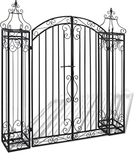 Willood Puerta de jardín decorativa de hierro forjado 122x20,5x134 cm