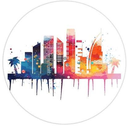 Aufkleber mit Skyline-Landschaft der Vereinigten Arabischen Emirate, Dubai, 7,6 cm, Aufkleber für Notebook, Aufkleber, Dubai, Aufkleber für Koffer, Computer, Vinyl-Aufkleber, Set mit 50 Stück