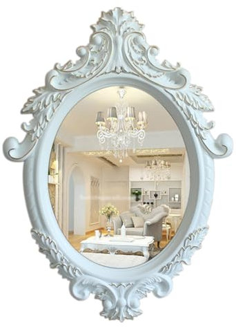 Vintage Spiegel Mit Verzierten Rahmen, Badspiegel Für Über Waschbecken, Wandspiegel Weiß Geschnitzt, Wandspiegel Dekorativ Für Mantel, Wohnzimmer, Kamin